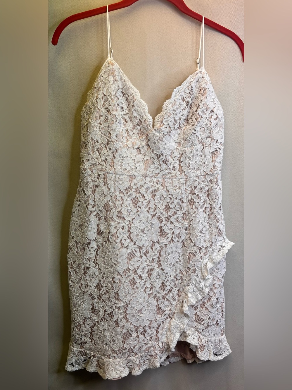 Hello Molly Sun Rising Dress White Floral Crochet Nude Lining Dress Size 6